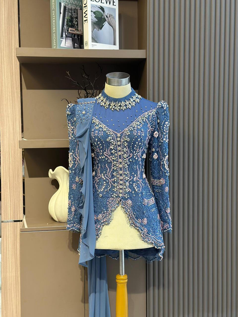 DAISY | Rp. 345.000 | Suitetable for hijab | LD 100-110 bisa resize | Color : Denim | Include : Rok Songket dan Hijab